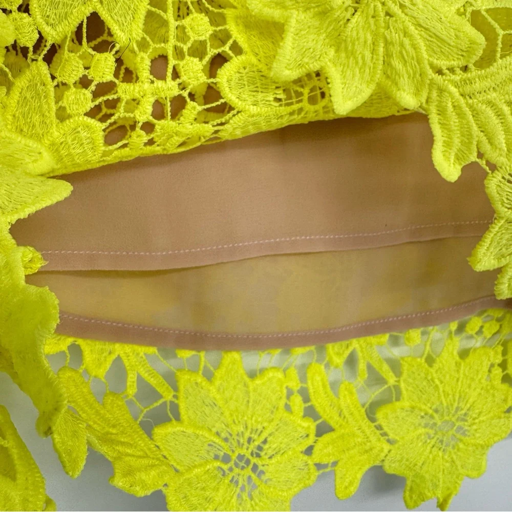Fracomina Italian Brand Lace Cropped Top Neon Green Size Small